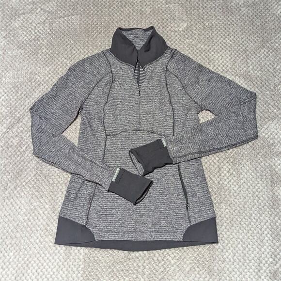 lululemon athletica Tops - Lululemon 1/2 Zip Pullover Women 6 Mini Check Pique Black Reflect Athleticwear